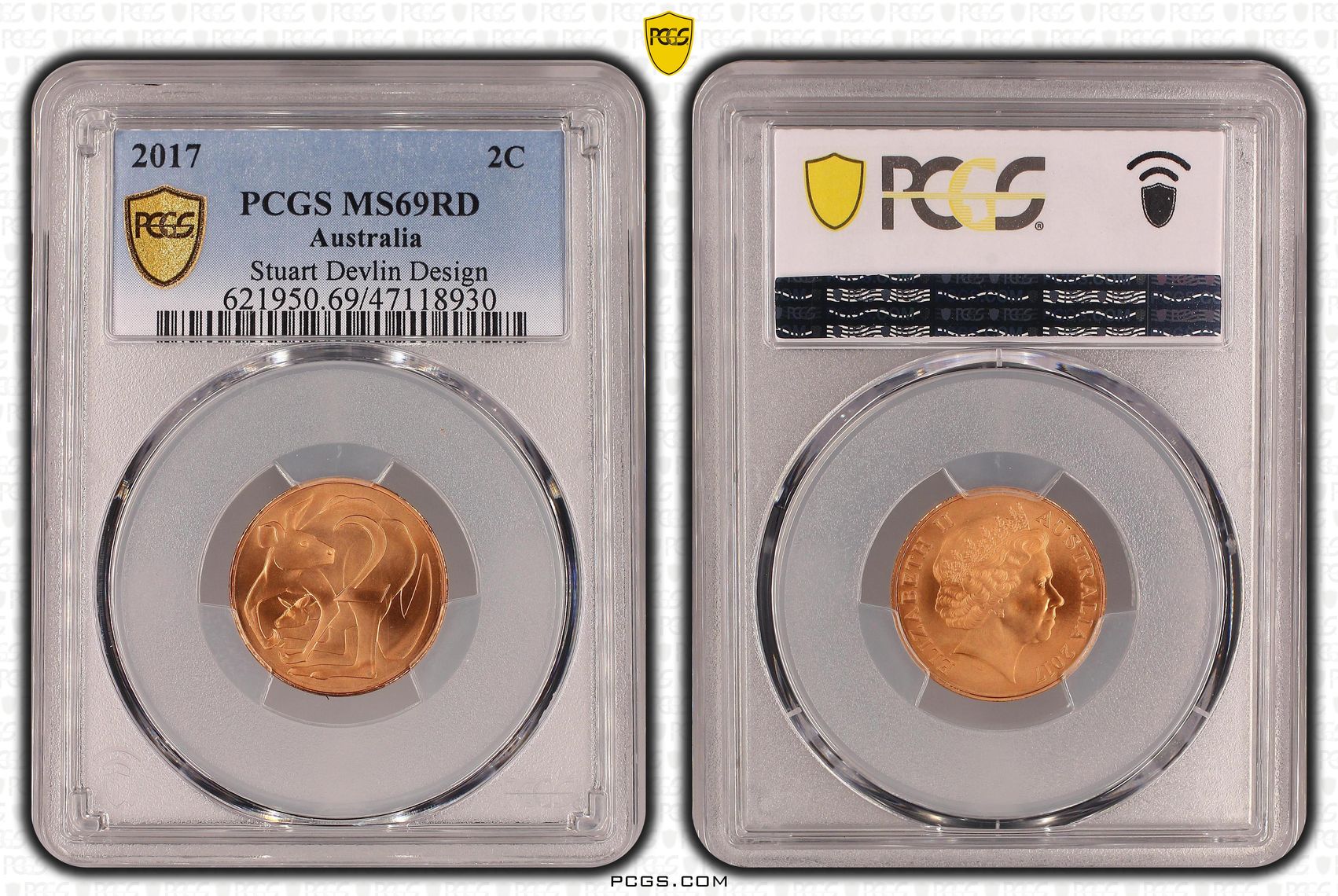 Elizabeth II, Stuart Devlin Design, Two Cent, 2017, PCGS MS69RD