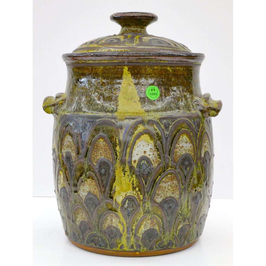 William Creitz Glaze Decorated Large Pottery Jar 13''x10''