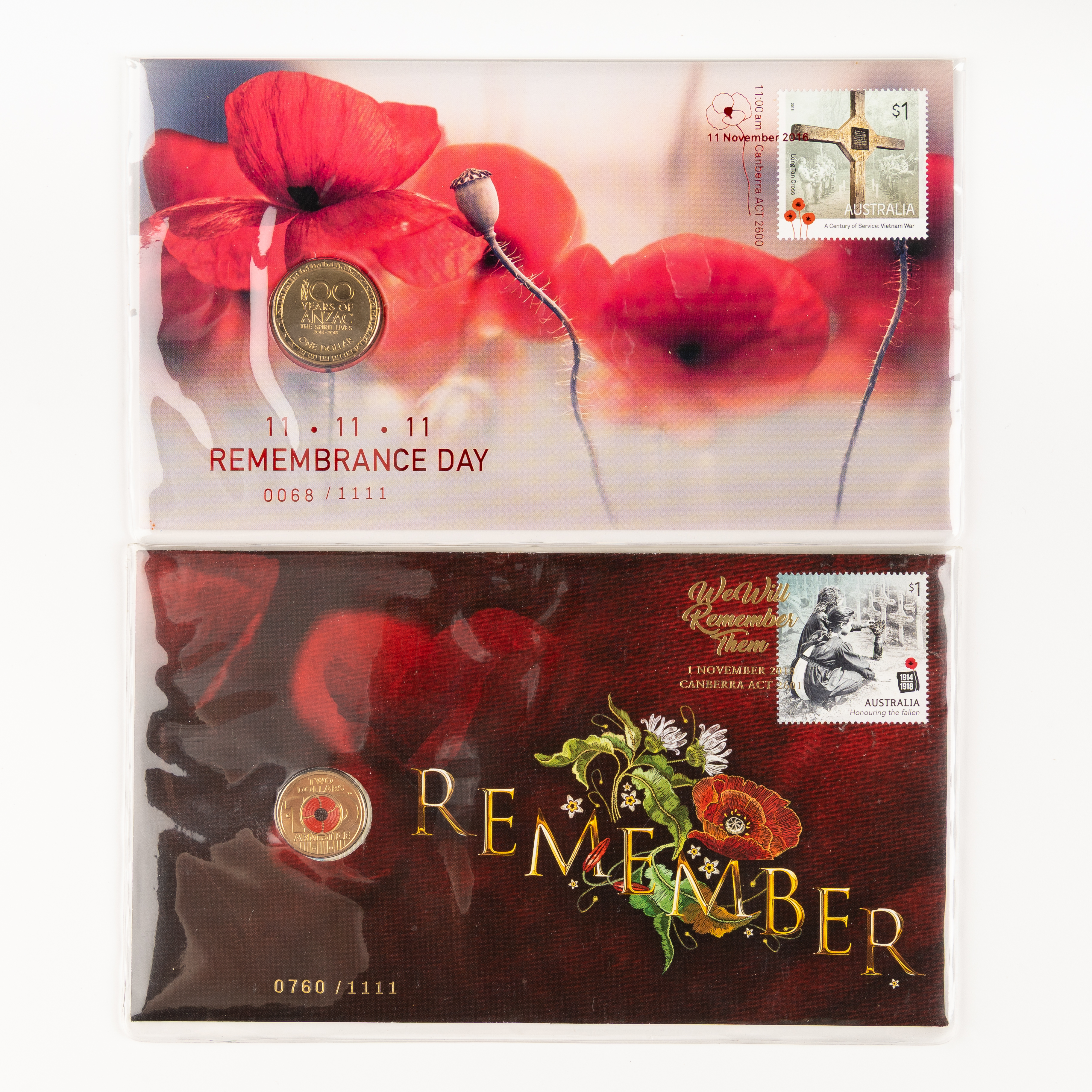 Elizabeth II, Remembrance Day, One Dollar - Two Dollars, 2016 - 2018-C, UNC