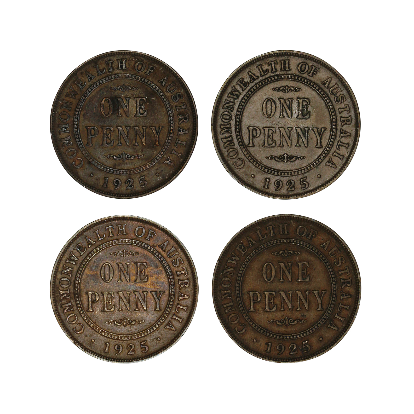 Group, George V, One Penny, 1925, VF-gVF