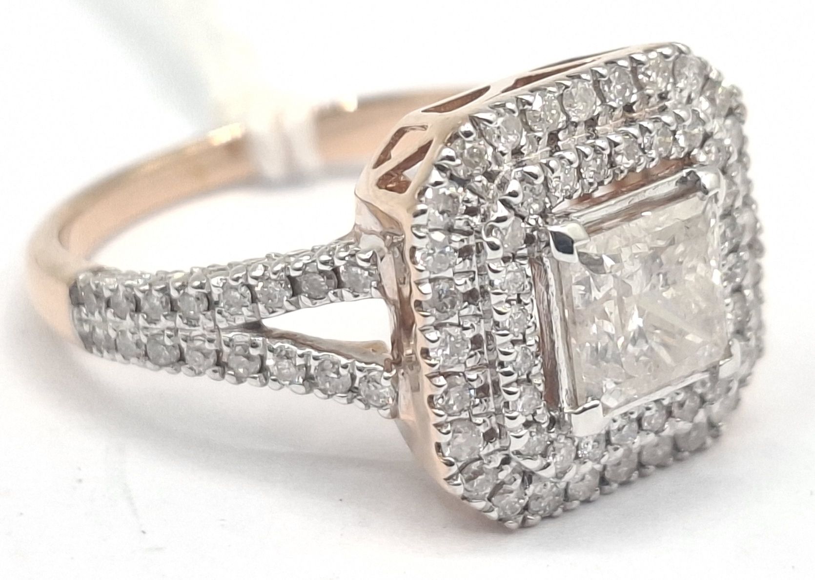1149 · 14K GOLD DOUBLE HALO SPLIT BAND RING