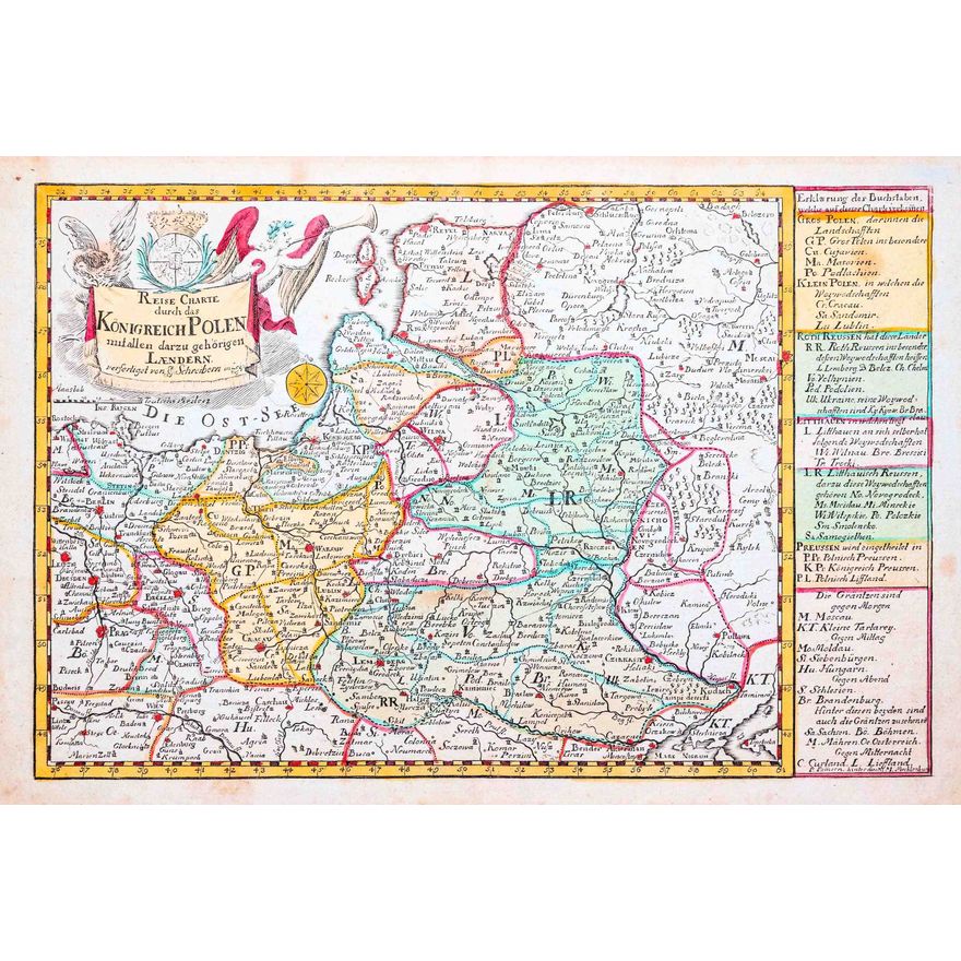 Johann Georg Schreiber | Reise Charte durch das Königreich Polen…