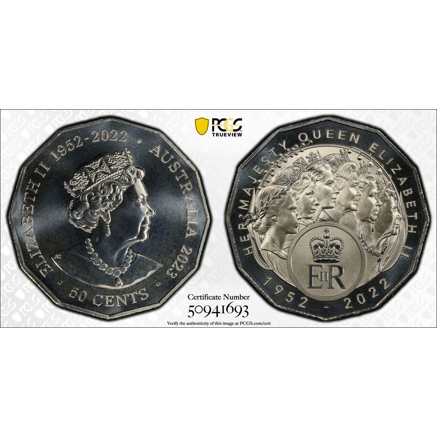Her Majesty QEII Cu-Ni, Fifty Cent, 2023, PCGS MS69