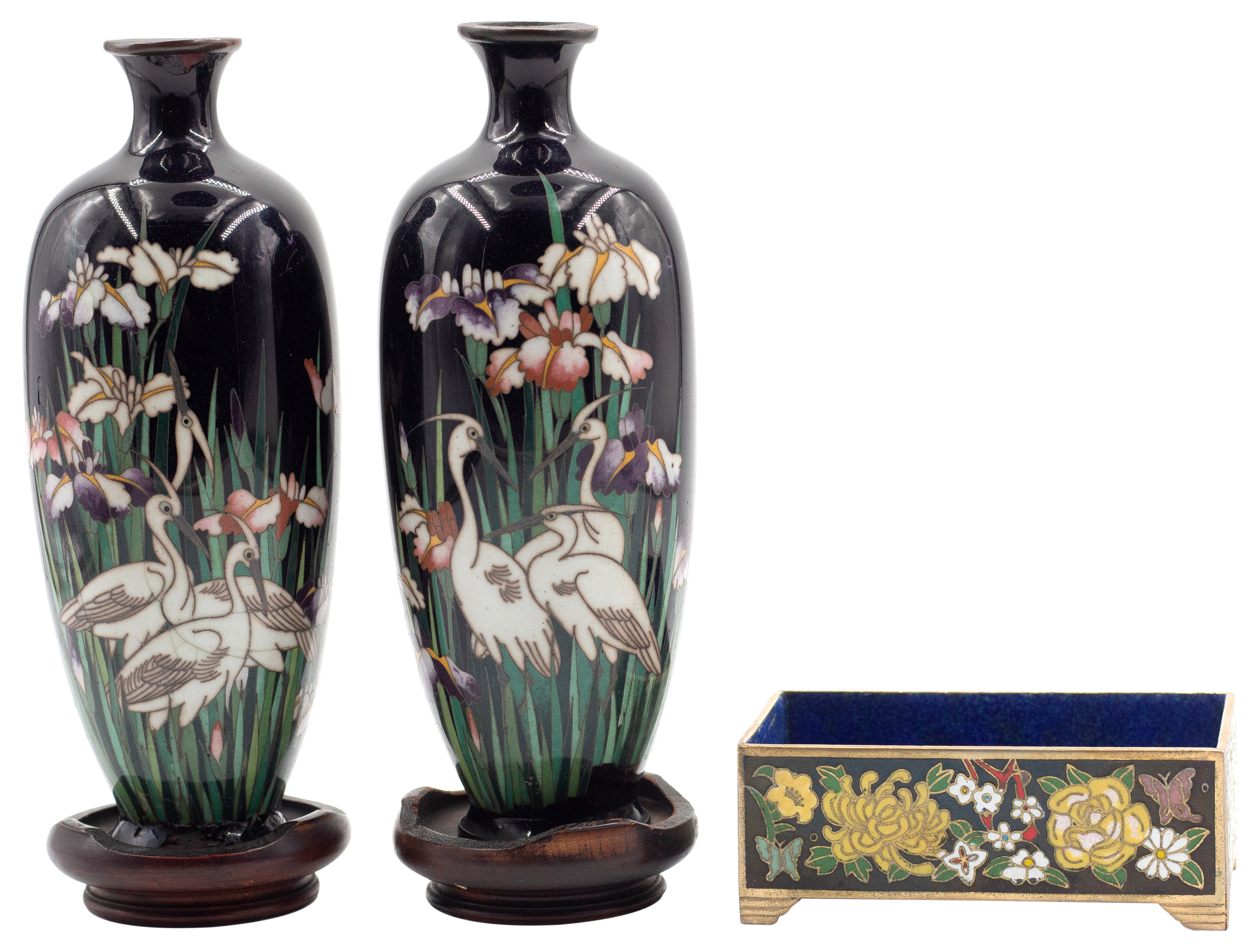 256 · China, Empire, Cloisonné Vases, 1930s, VGC