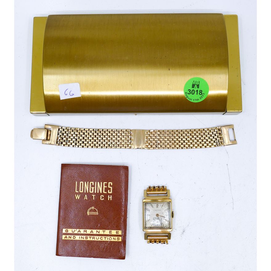 Vintage Longines 14k Men's Solid Gold Band Wristwatch
