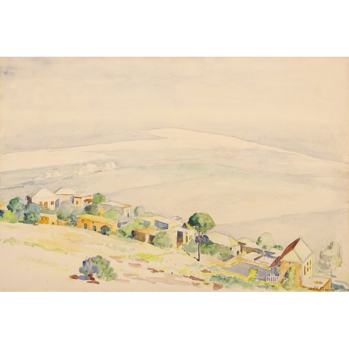 Moustapha Farroukh ''View of Zahleh'' Watercolor