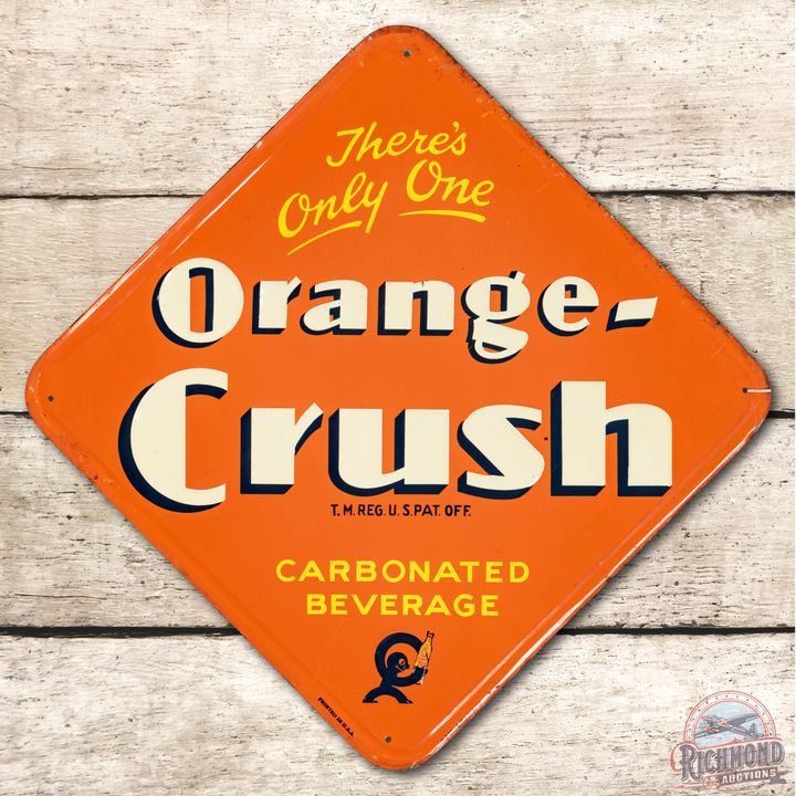 1941 There's Only One Orange Crush w/ Crushy & Bottle Embossed Tin Sign