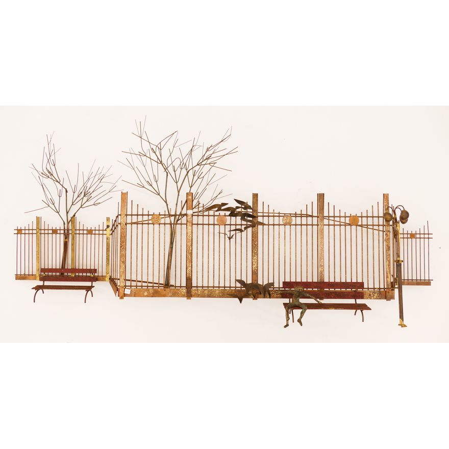 Curtis Jere 'Central Park' Metal Wall Sculpture- 23x49''
