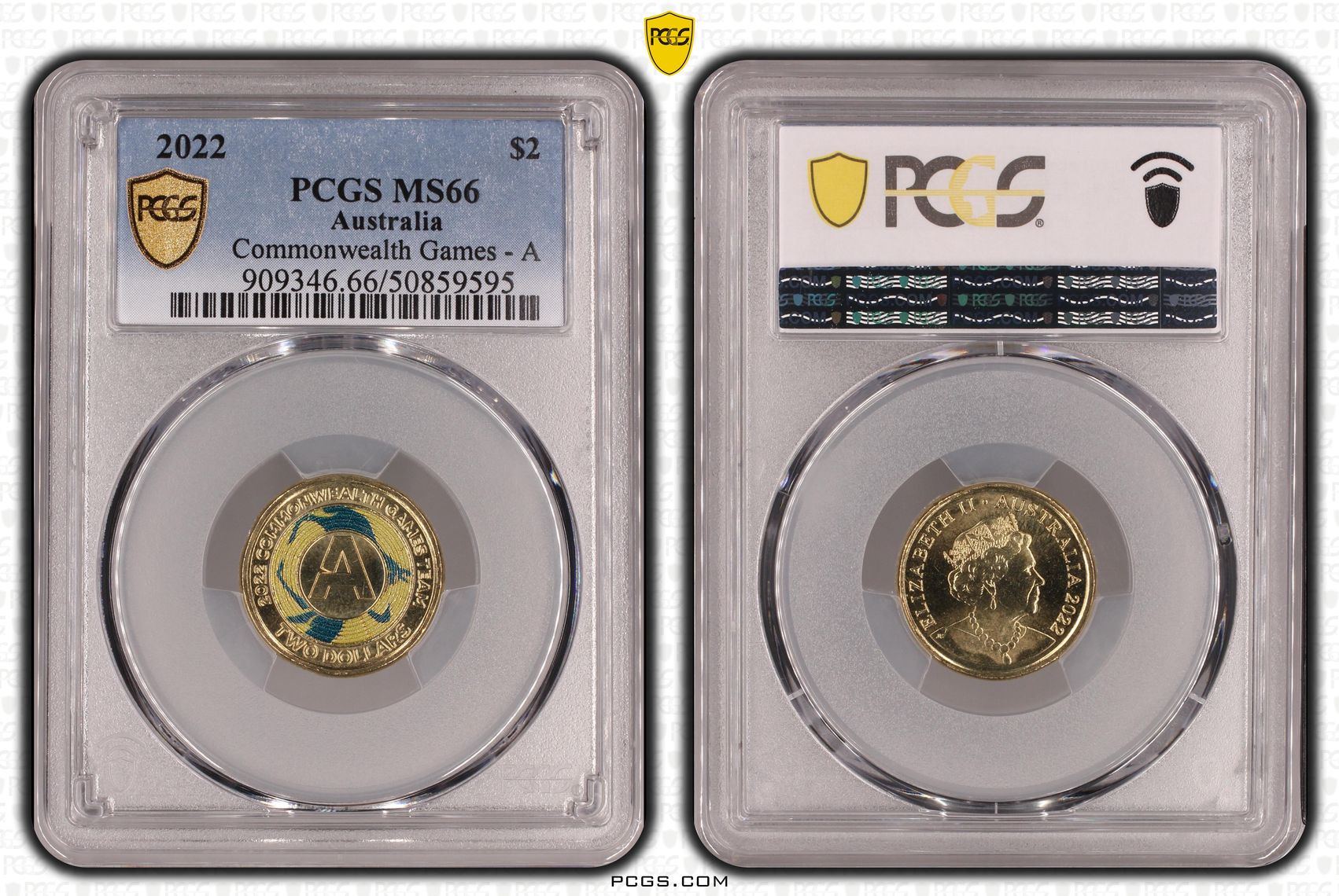 Commonwealth Games - A Colorized , Two Dollar, 2022, PCGS MS66