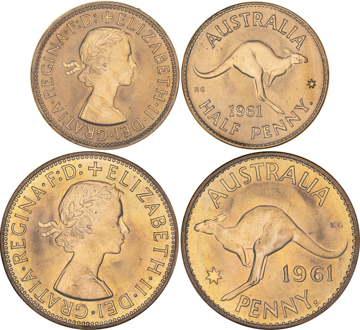 Elizabeth II, Perth Proof Pair, Halfpenny - Penny, 1961-Y., FDC
