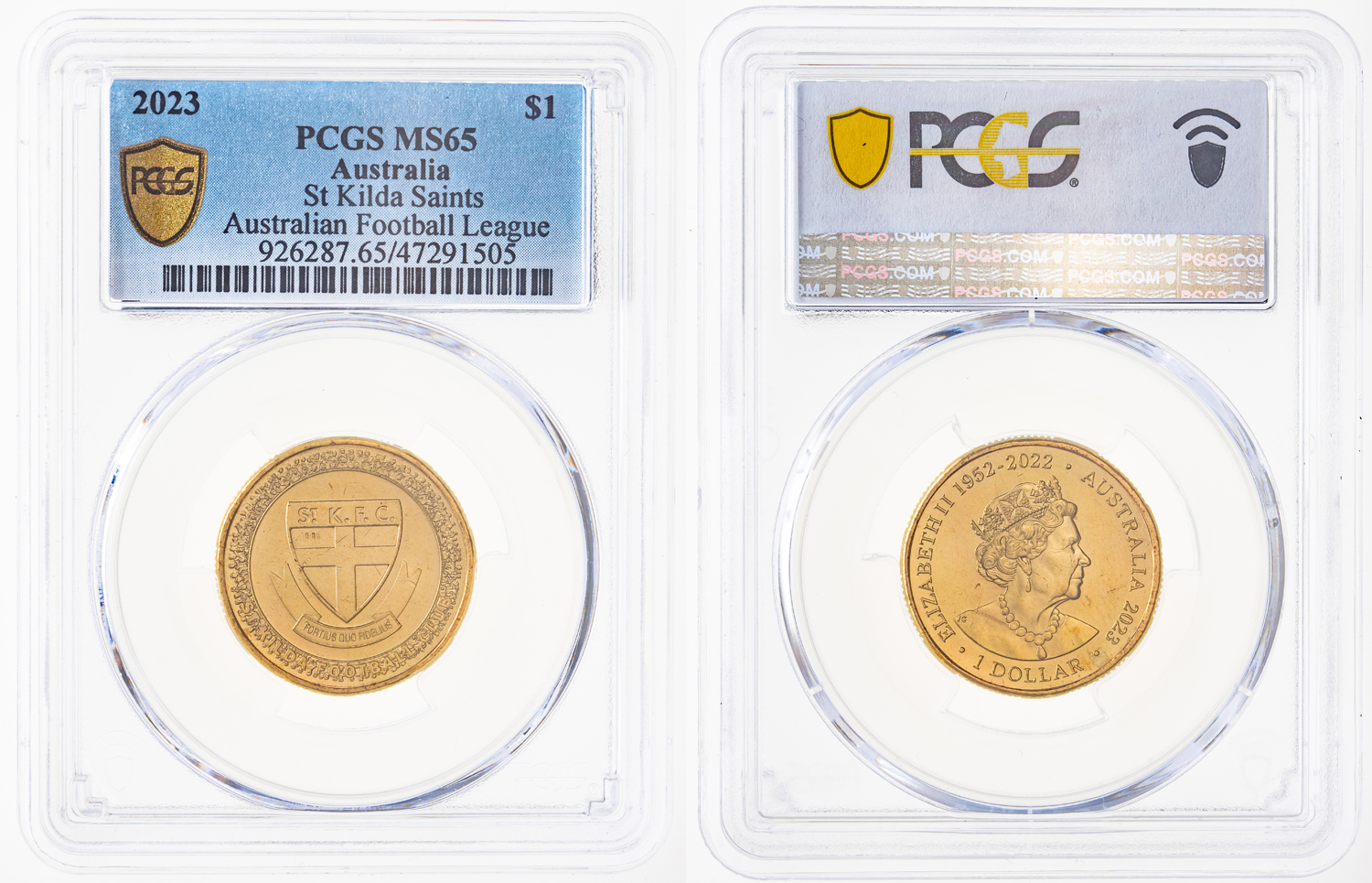 AFL - St Kilda Saints, One Dollar, 2023, PCGS MS 65