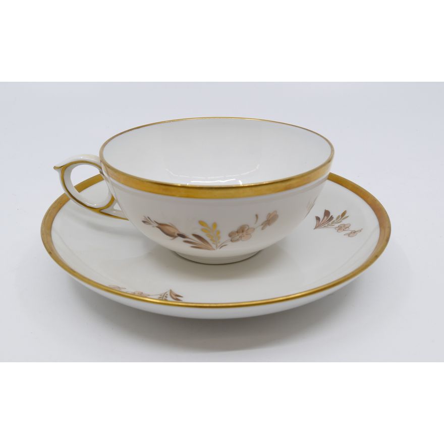 8pc Royal Copenhagen Brown Rose Porcelain Flat Cups & Saucers