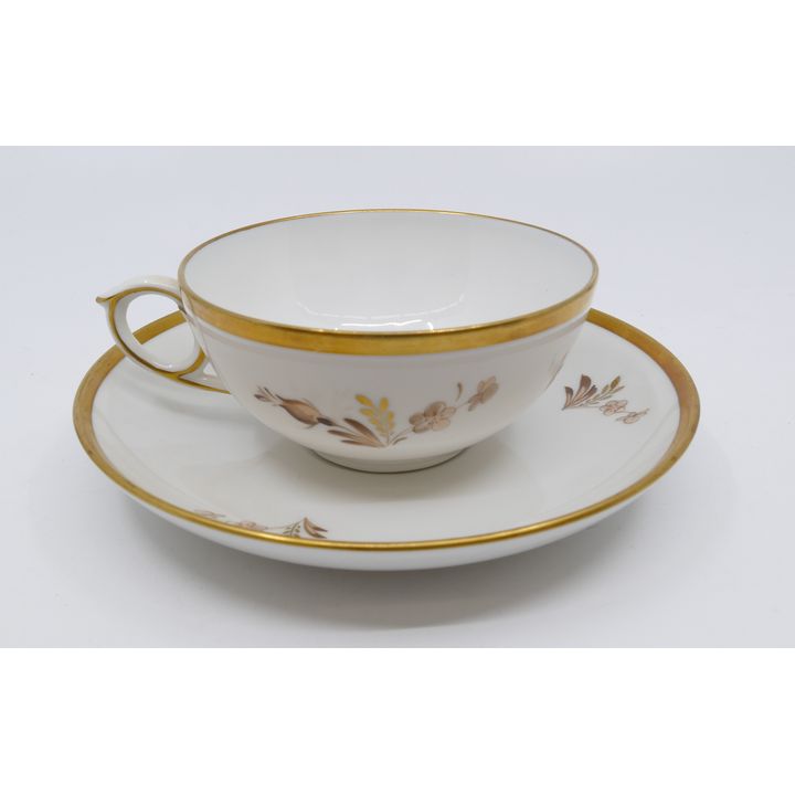 8pc Royal Copenhagen Brown Rose Porcelain Flat Cups & Saucers
