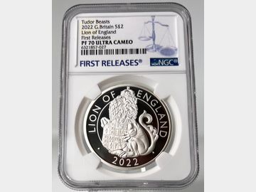 2022 ELIZABETH II TUDOR BEAST 'LION OF ENGLAND' SILVER 1oz PROOF £2 COIN PF70