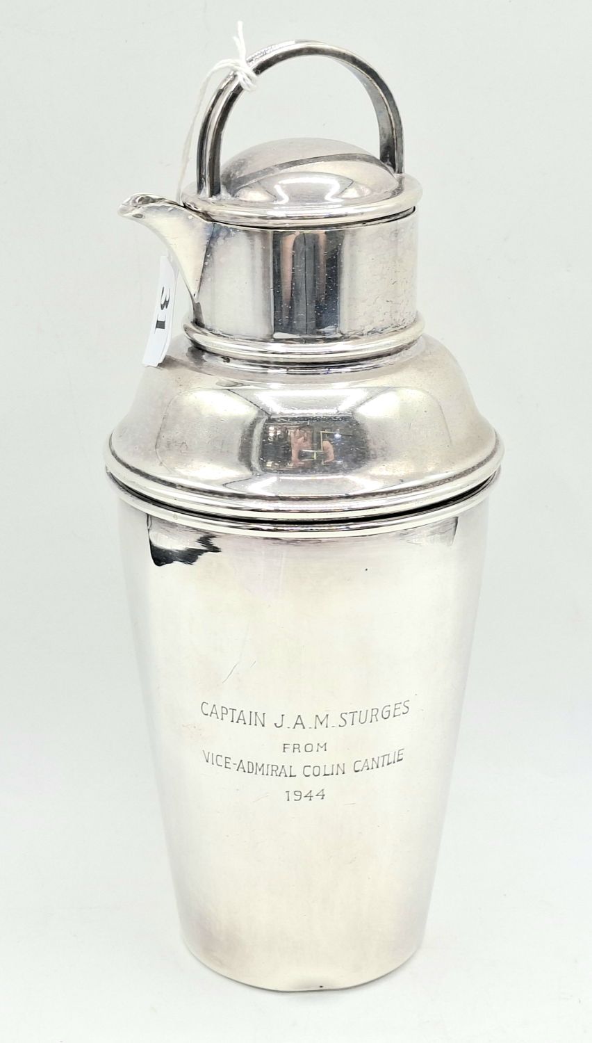 31 · SILVERPLATED PRESENTATION COCKTAIL SHAKER