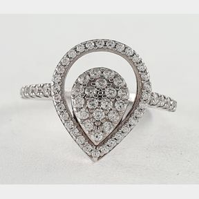 STERLING SILVER PEAR SHAPED CZ CLUSTER RING - 51929/10197