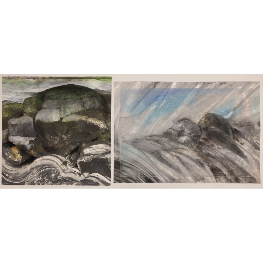2pc Neil Meitzler Pastel Mystic Rocks Artworks on Paper 18''x26''