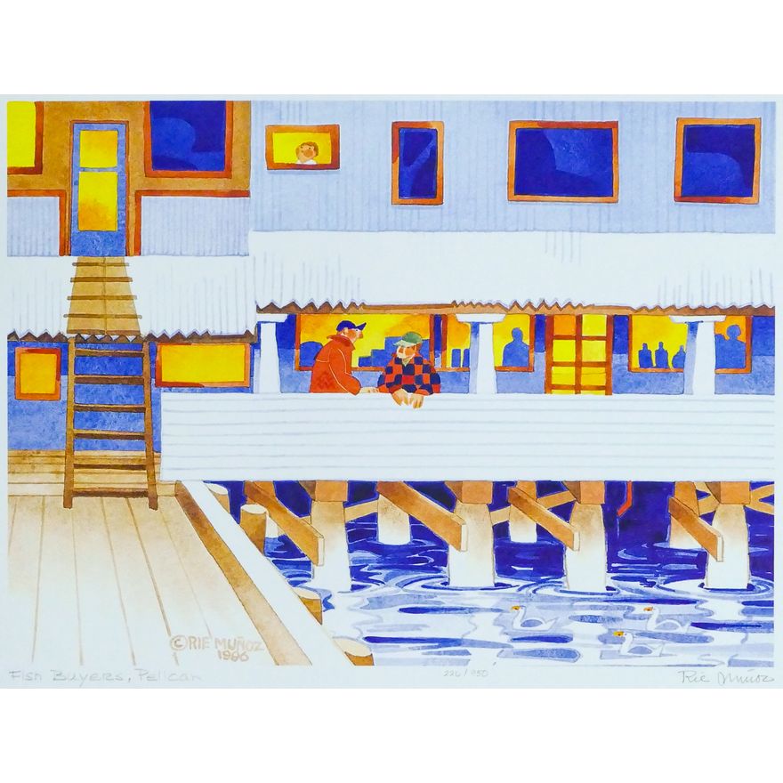 Rie Munoz ''Fish Buyers, Pelican'' 1996 Signed Print