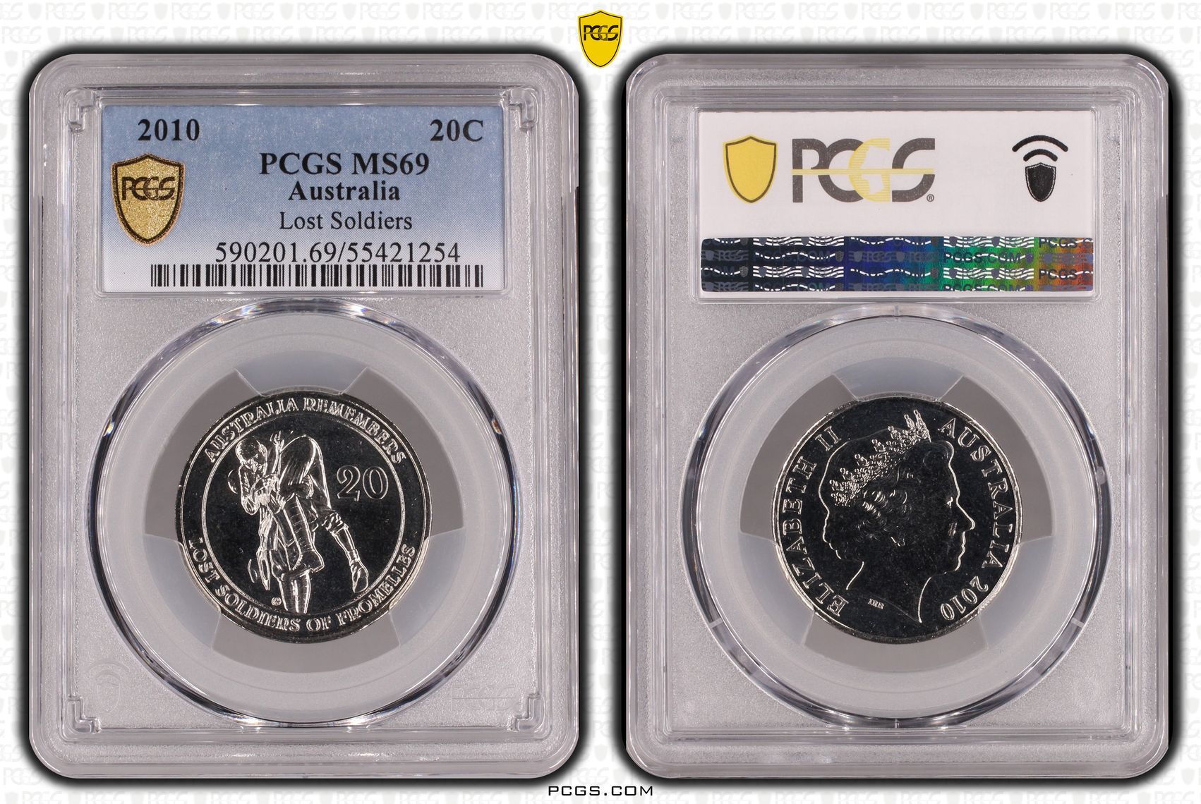 Lost Soldiers, POP 2/0, Twenty Cent, 2010, PCGS MS69