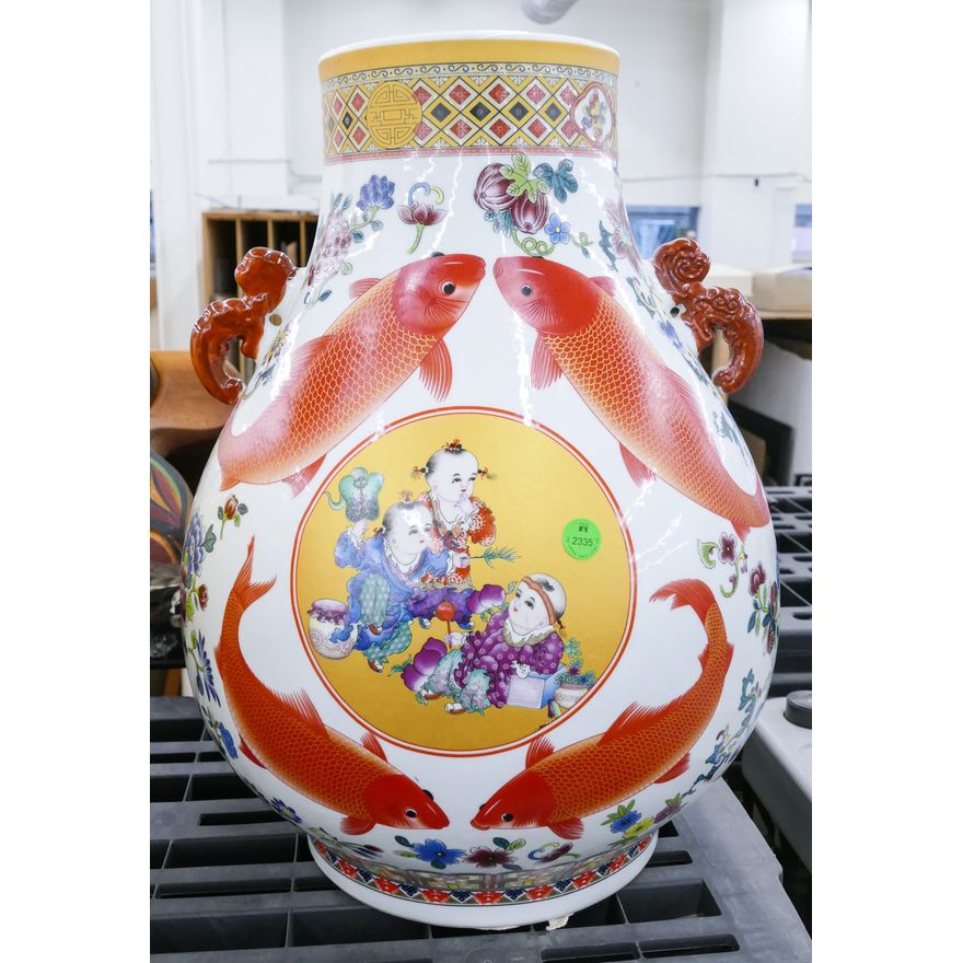 Chinese Large Decorated Hu Form Vase 18''