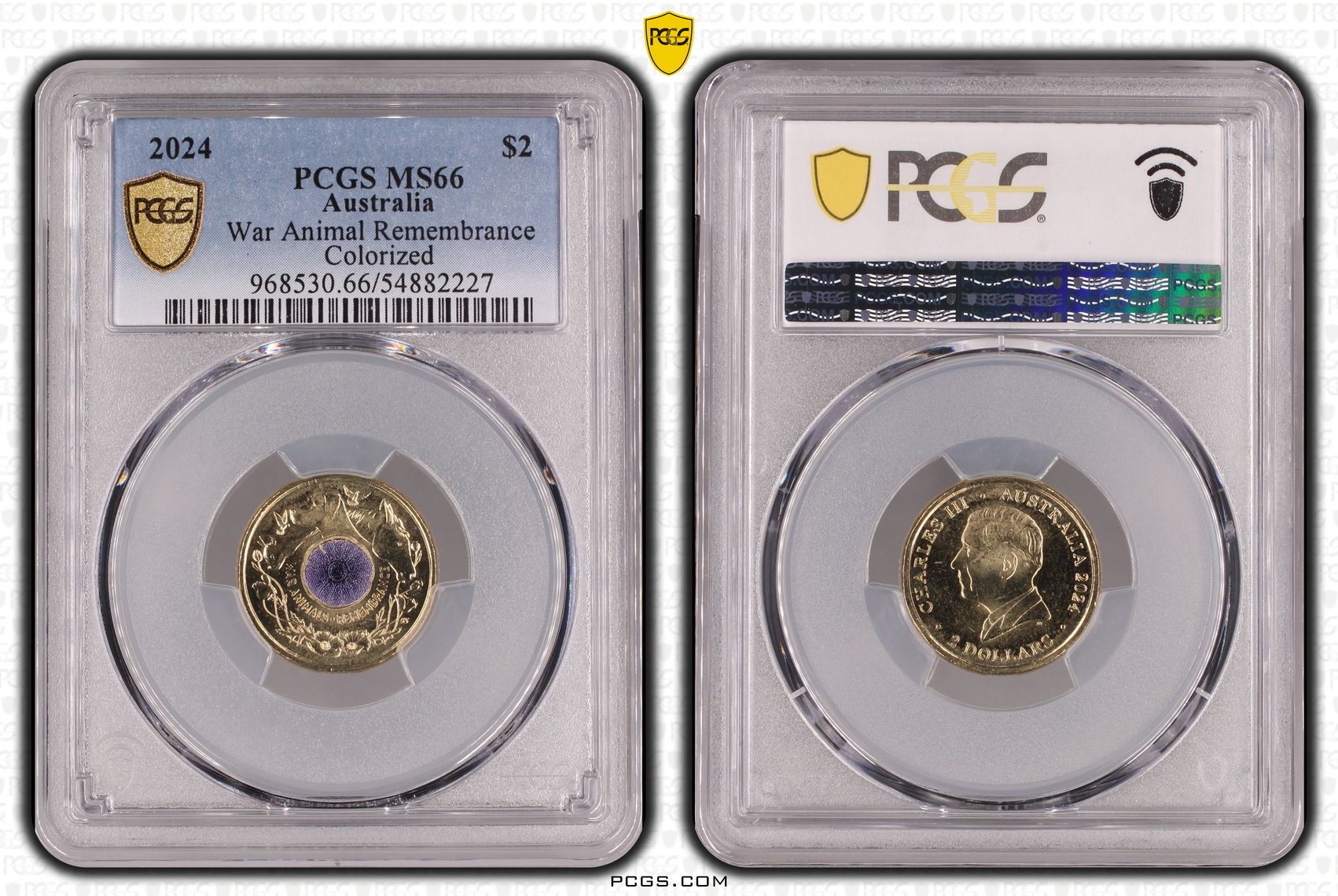 War Animal Remembrance Colorized, Two Dollar, 2024, PCGS MS66
