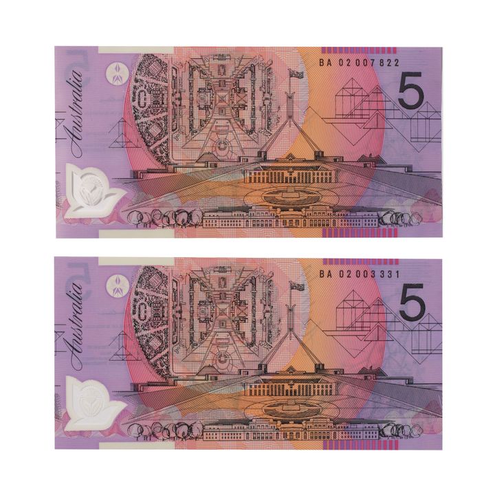 First Prefix - MacFarlane/Henry, Five Dollar, 2002 Uncirculated