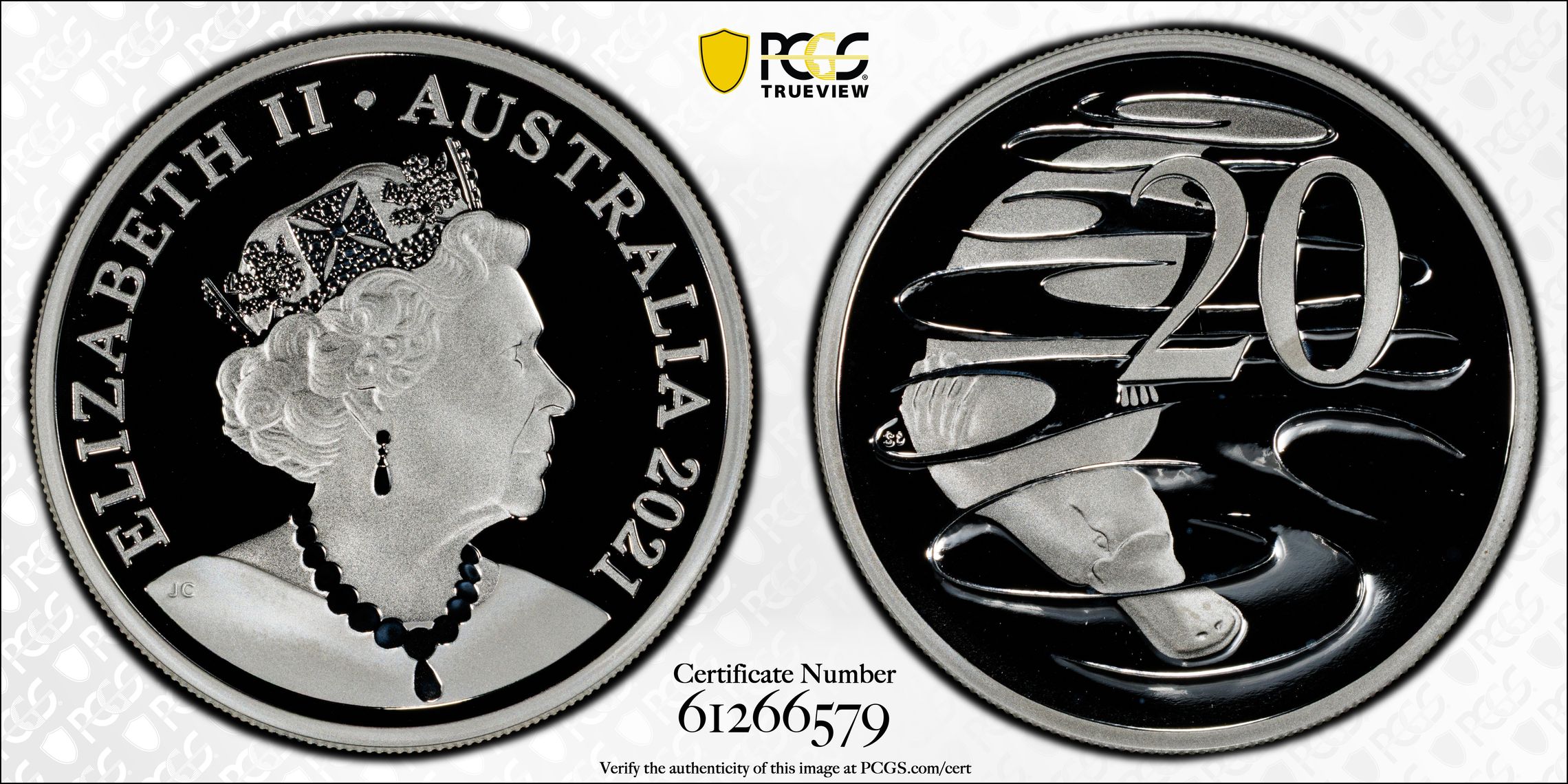 Silver, Twenty Cent, 2021, PCGS PR69DCAM