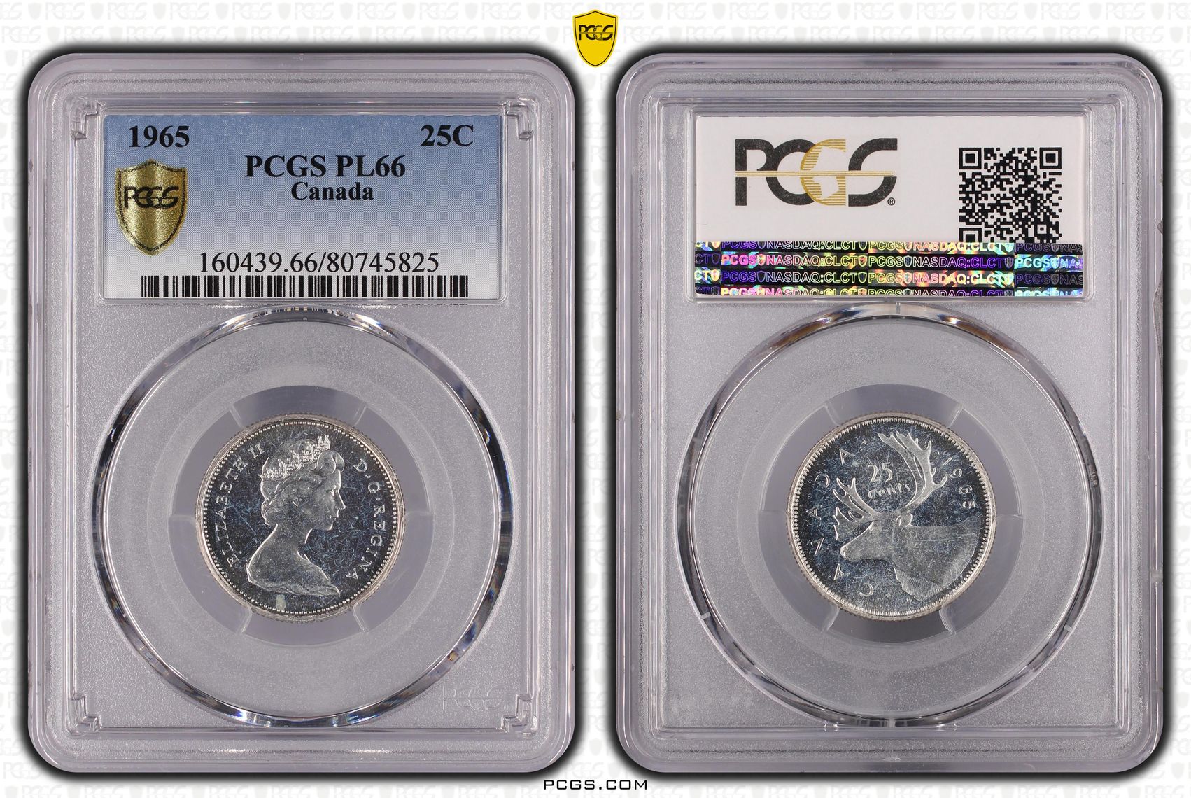 Canada, Twenty Five Cent, 1965, PCGS PL66