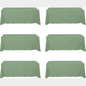 6 PACK SAGE GREEN TABLECLOTHS FOR 8 FOOT RECTANGLE TABLES 90 X 156 INCH - 8FT RECTANGULAR BULK LINEN POLYESTER FABRIC WASHABLE LON