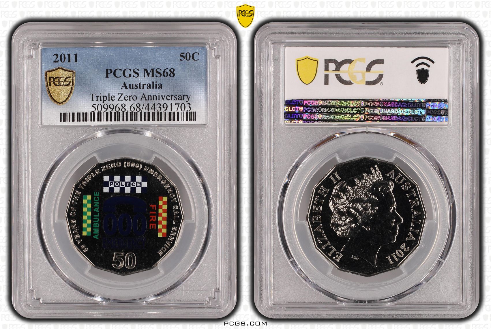 2011 Australia Fifty Cent, 50c Triple Zero Anniversary PCGS - MS68 -703