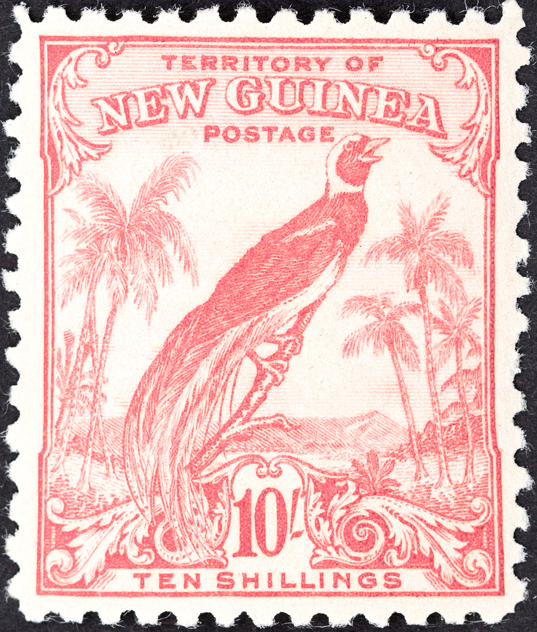 New Guinea, Undated Birds, Ten Shillings, Pink, 1932, MNH