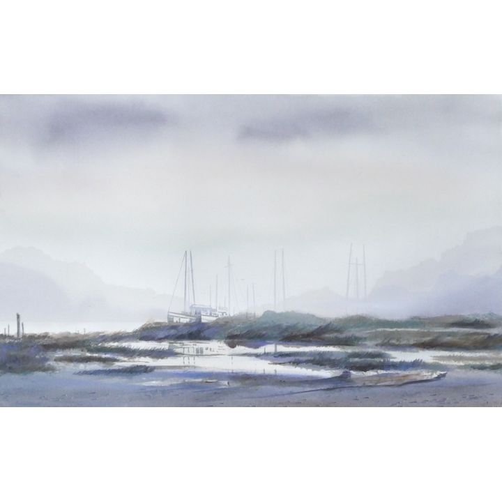 Jerry Stitt Attributed Large Coastal Scene Serigraph