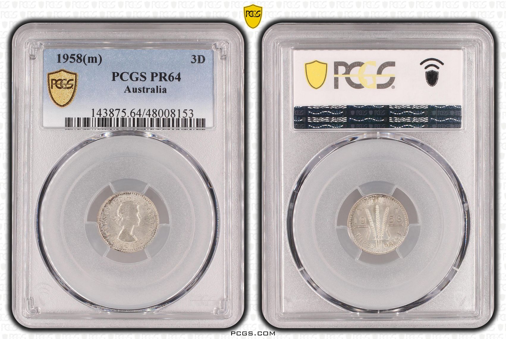 Elizabeth II, Threepence, 1958(m), PCGS PR64
