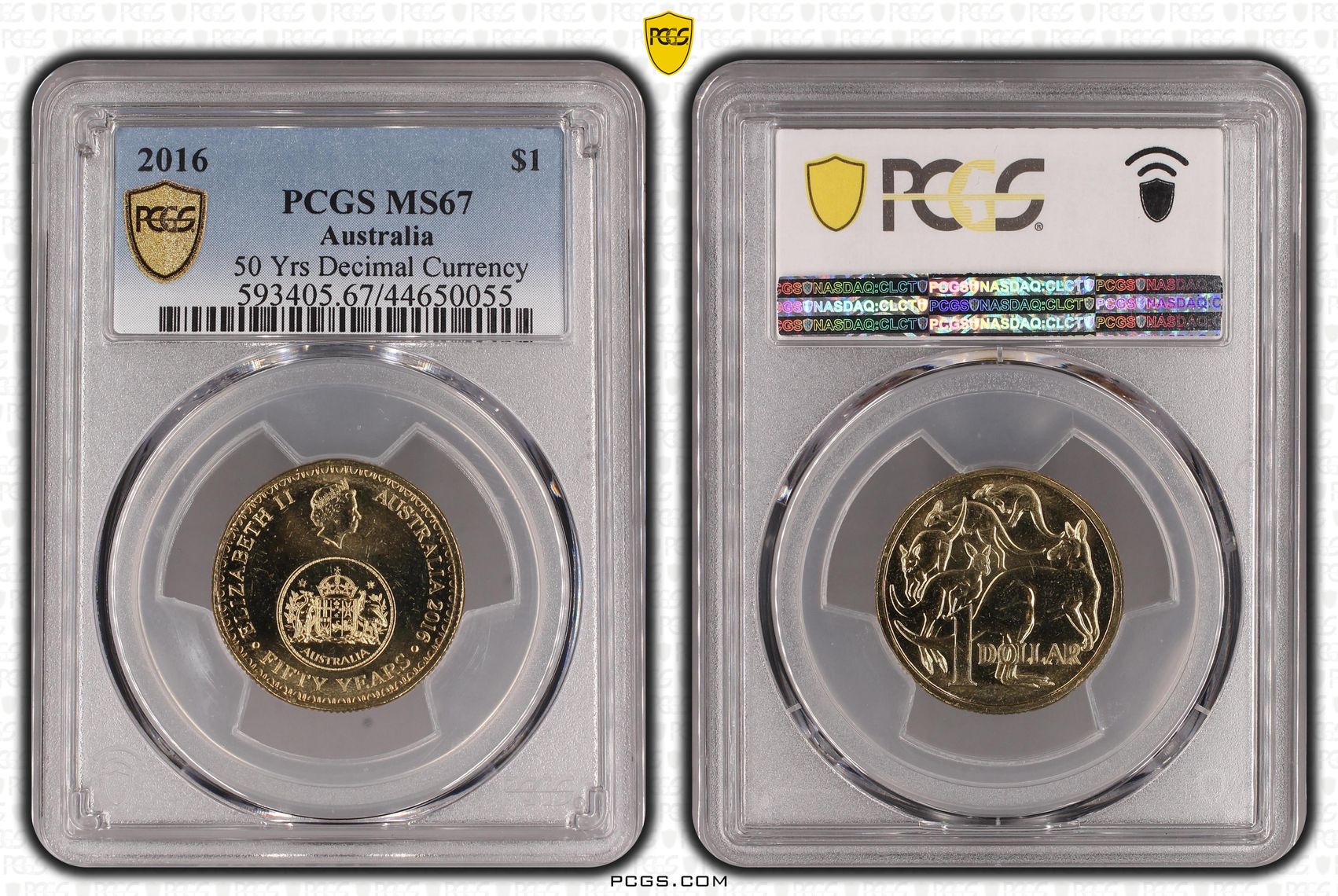 216 · 2016 Australia One Dollar, $1 50 Yrs Decimal Currency PCGS - MS67 -055