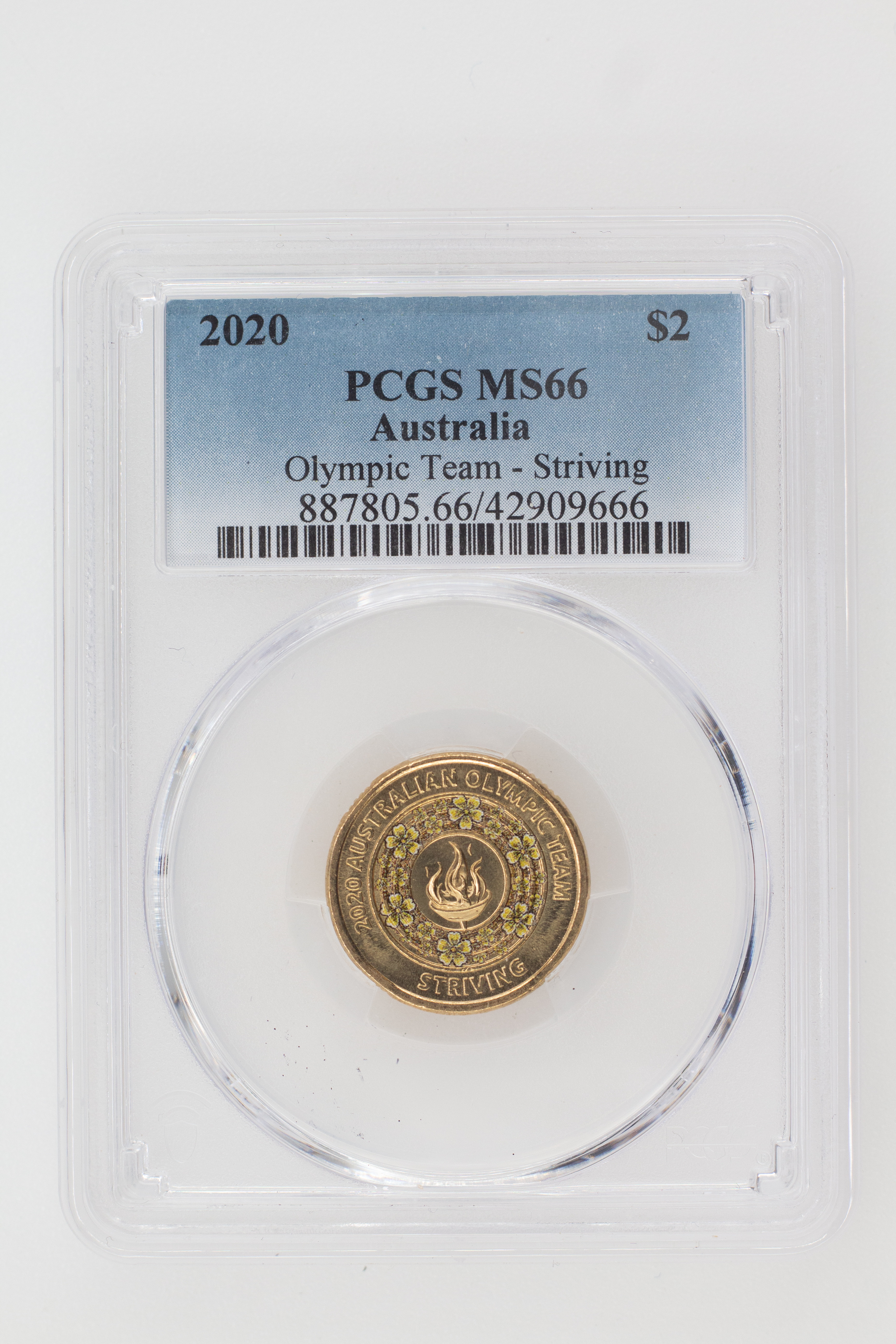 2020 Australia Two Dollar, $2 Olympic Team - Striving PCGS - MS66 -666