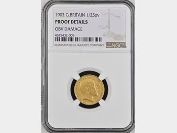 1902 EDWARD VII MATTE PROOF GOLD HALF SOVEREIGN PROOF DETAILS
