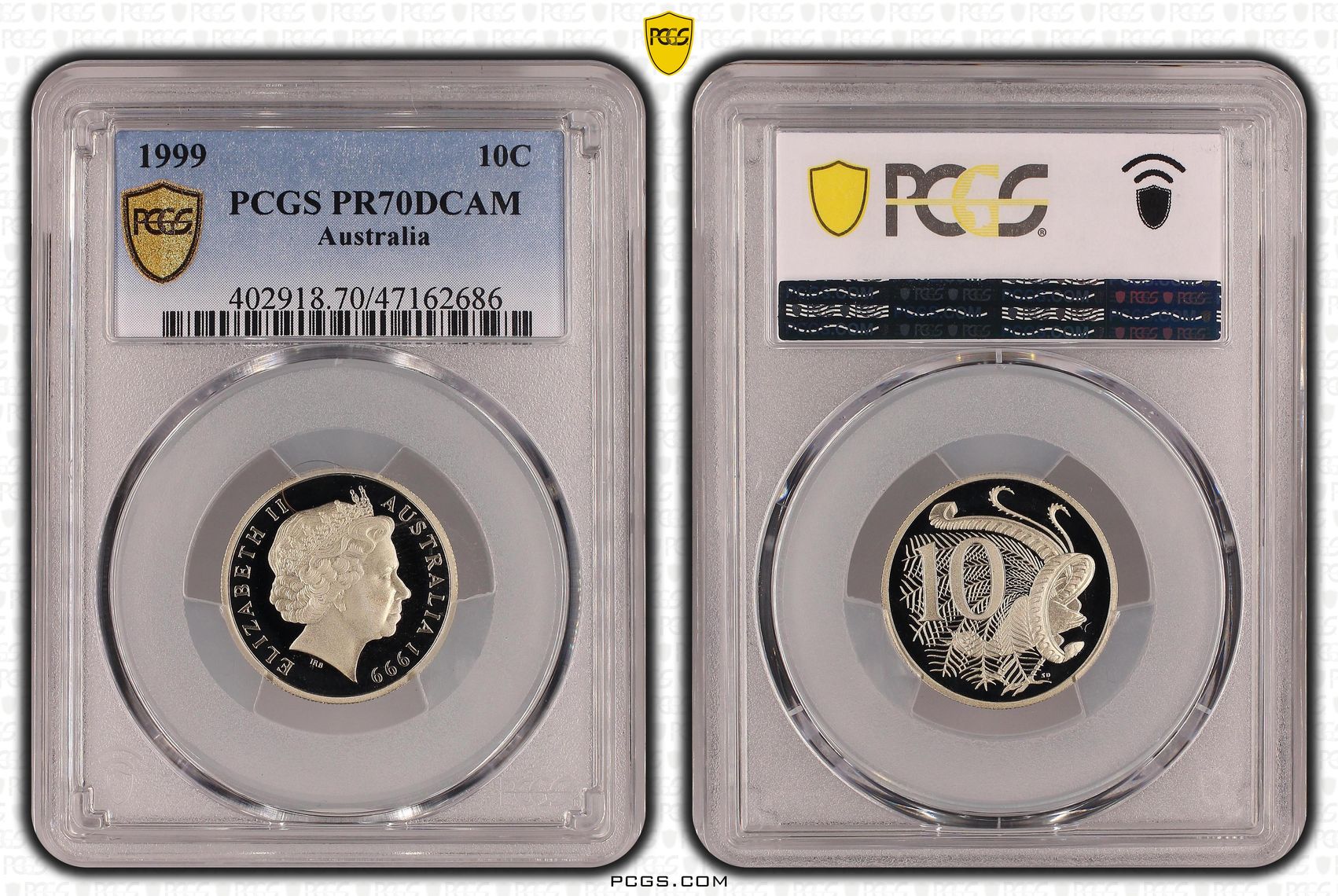 Elizabeth II, Ten Cent, 1999, PCGS PR70DCAM