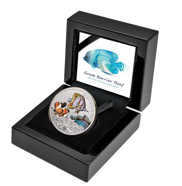2022 Niue $2 Great Barrier Reef Coloured 1oz Silver Coin with Pearl