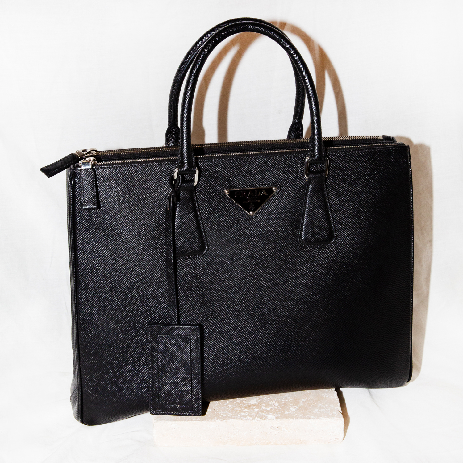 Prada "Galleria" Extra Large Black Leather Bag