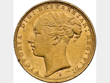 1881 VICTORIA SYDNEY MINT SHIELD GOLD SOVEREIGN AU55