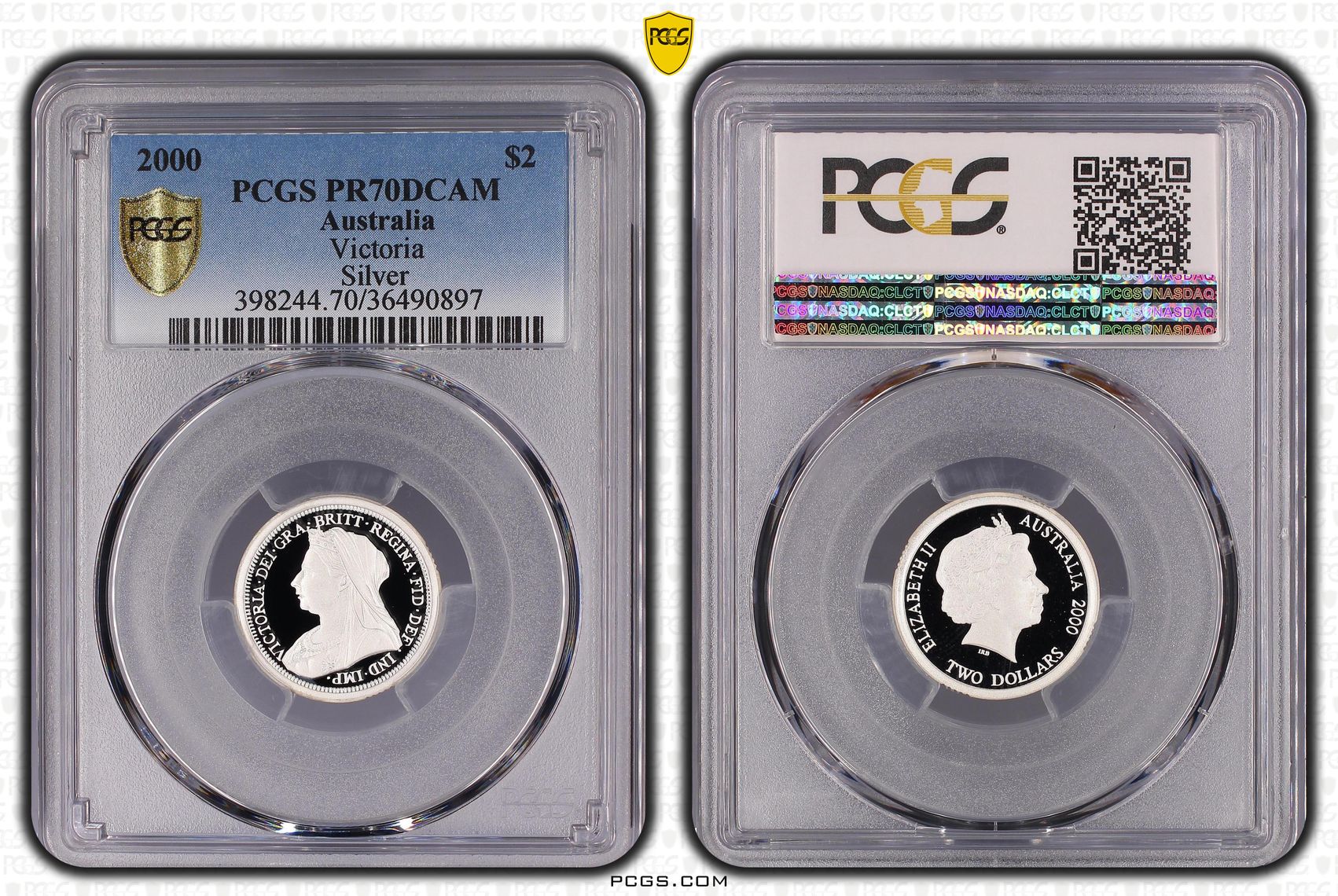 2000 Australia Two Dollar, $2 Silver Proof Victoria PCGS - PR70DCAM POP 32/0 -897