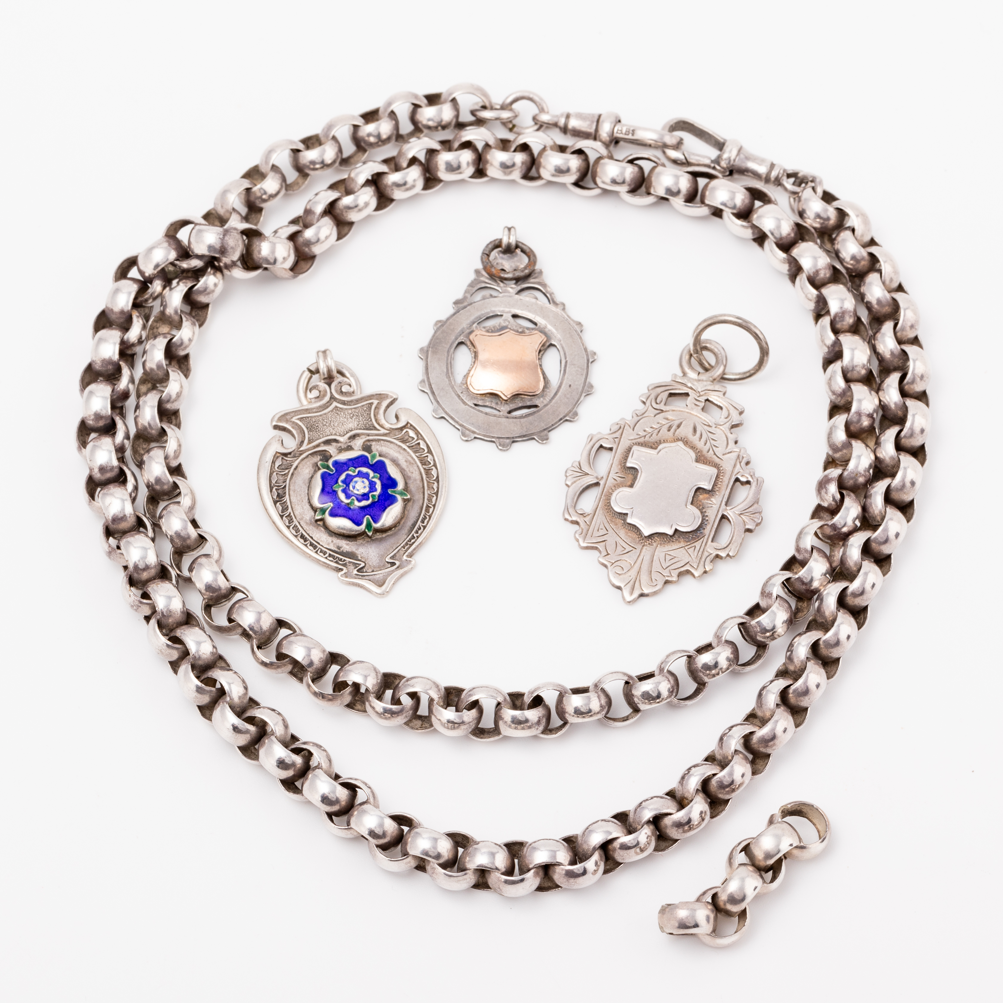 Vintage Shields with Silver Belcher Chain