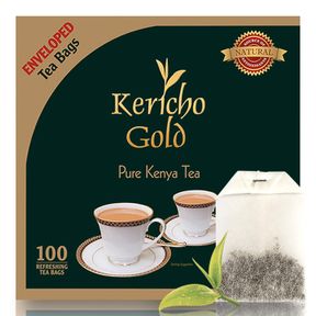 KERICHO GOLD BLACK TEA - RICH IN ANTIOXIDANTS - ORANGE PEKOE TEA - KENYA ORIGIN - UNIQUE FLAVOR --100 ENVELOPES TEA BAGS (PACK OF