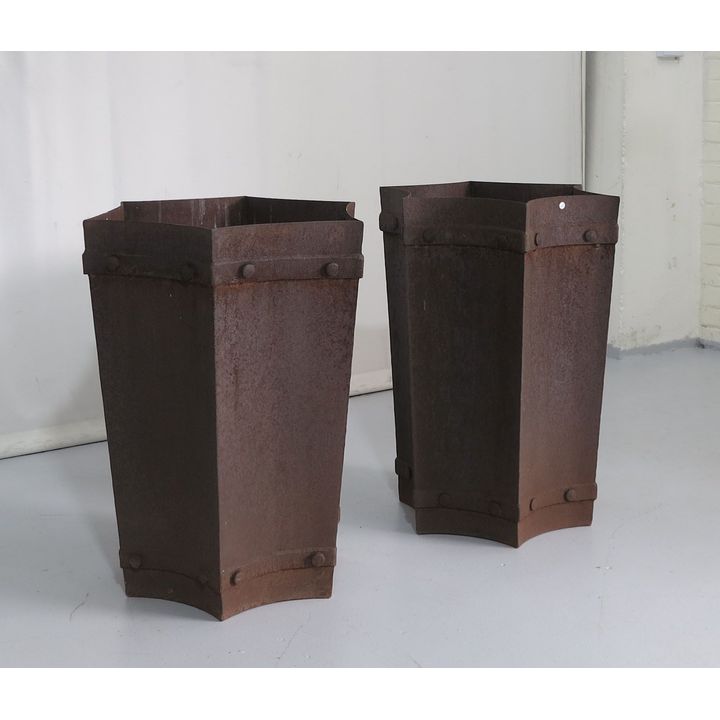 PAIR OF LARGE STEEL PLANTERS