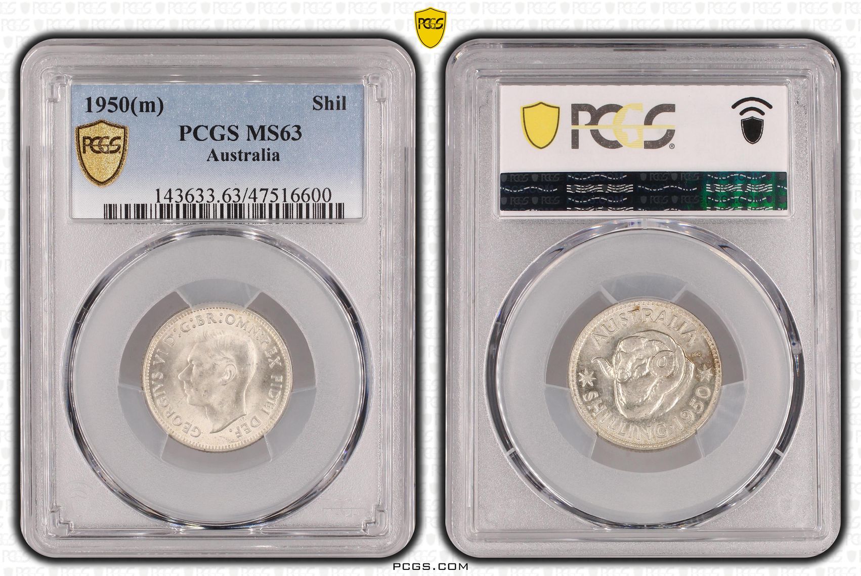 Shilling, 1950(m), PCGS MS 63