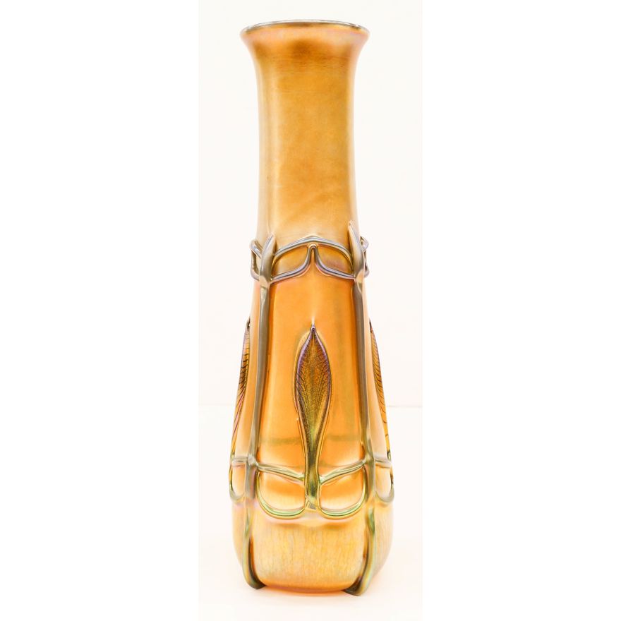 L.C. Tiffany Favrile Rare Applied Feather Large Vase