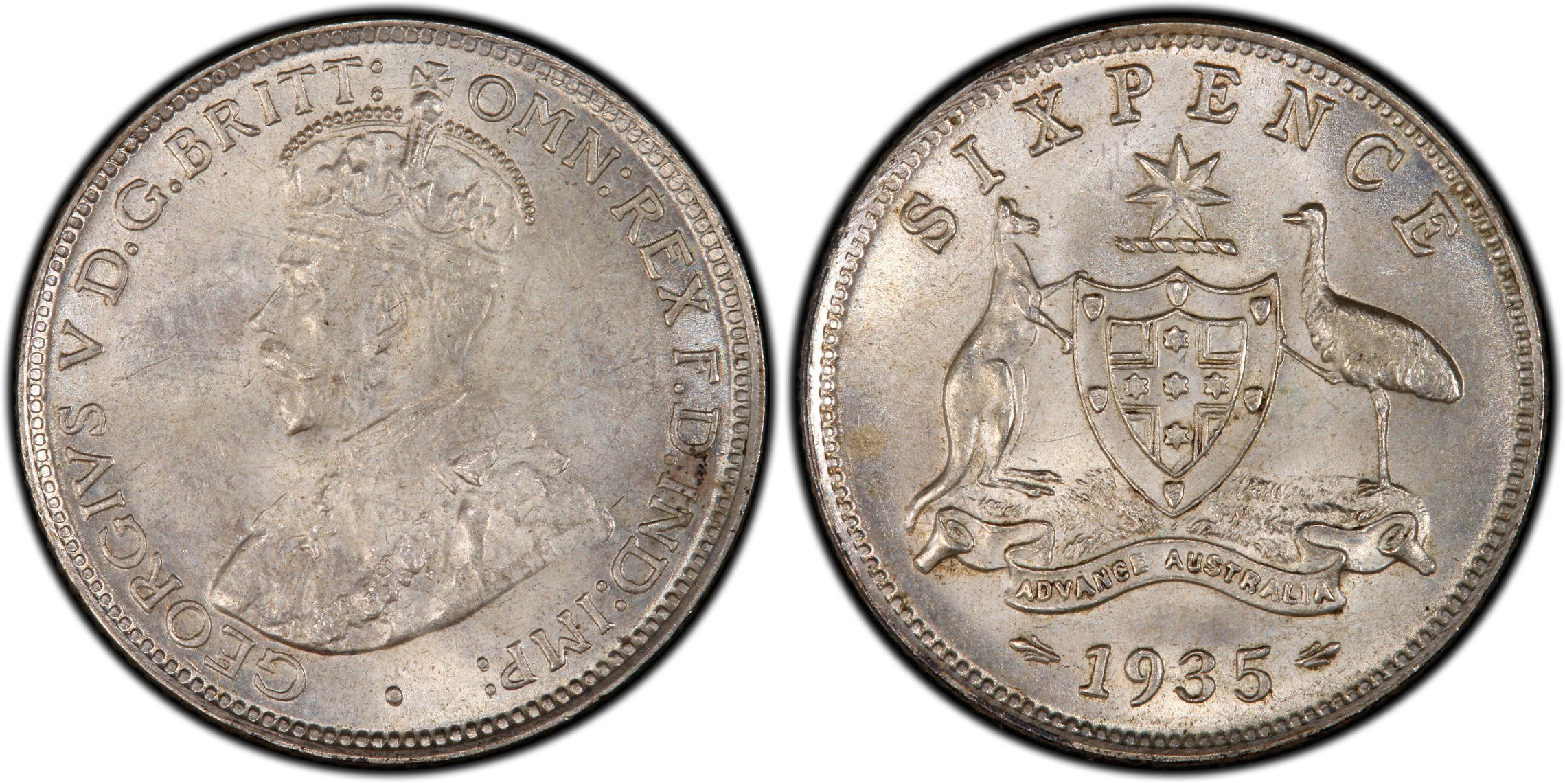 George V, Sixpence, 1935, PCGS MS63