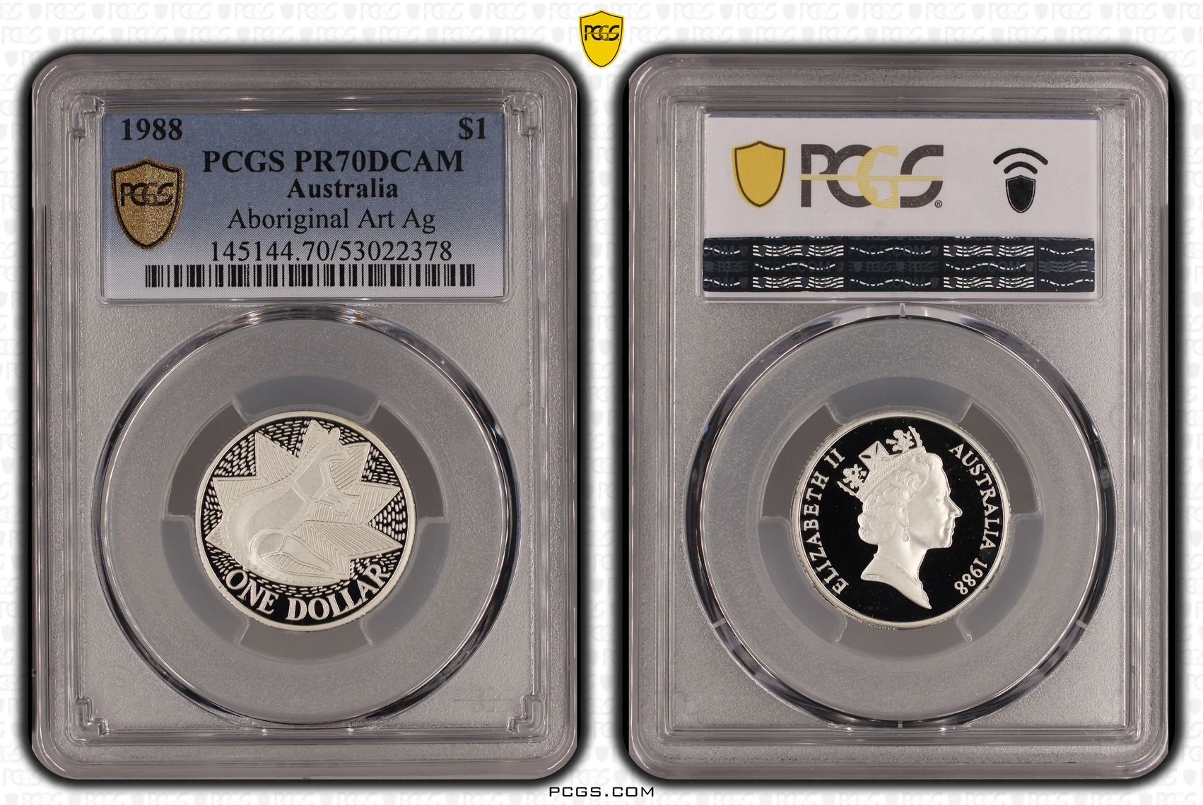 Aboriginal Art Silver, One Dollar, 1988, PCGS PR70DCAM