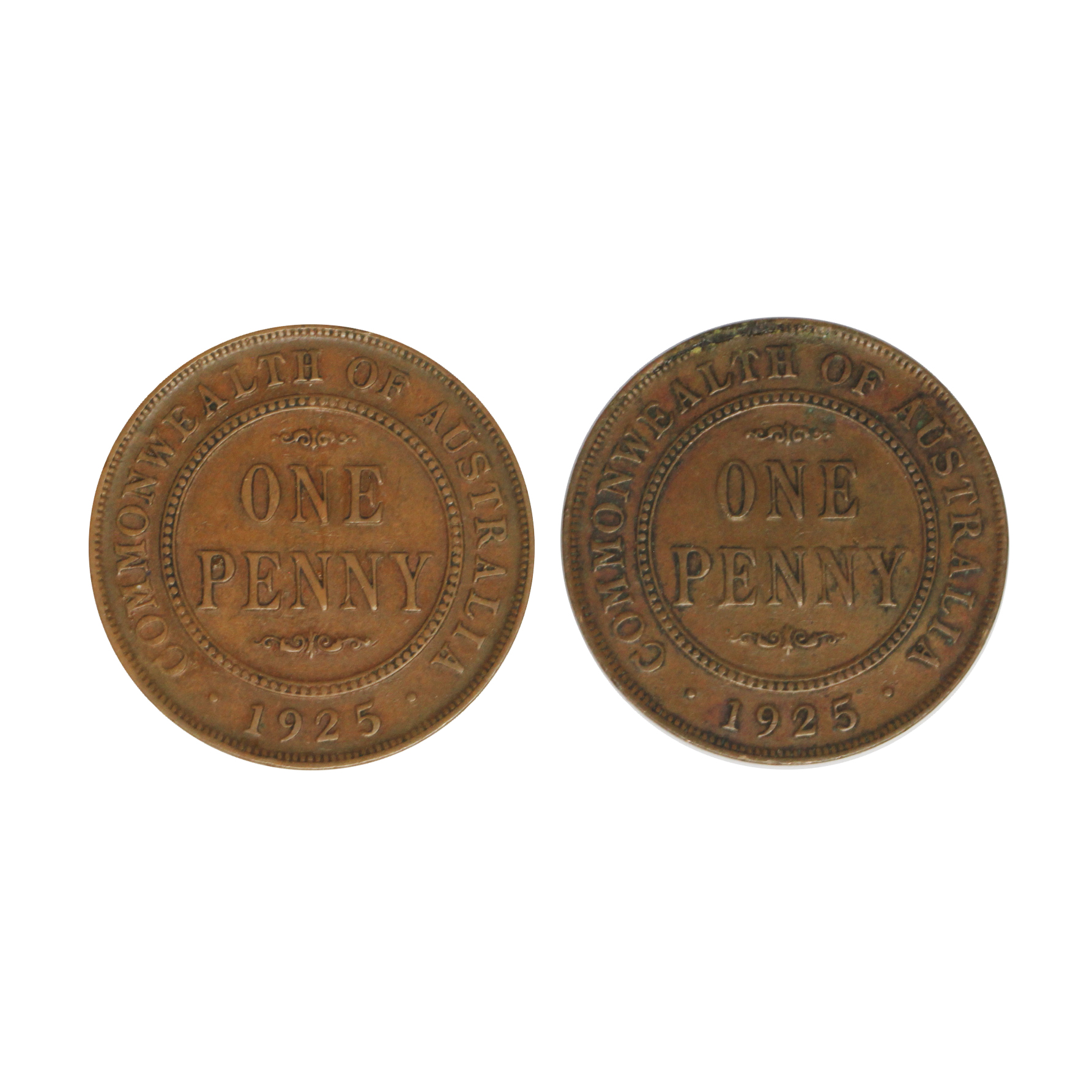 924. · Pair, George V, Penny, 1925, nVF