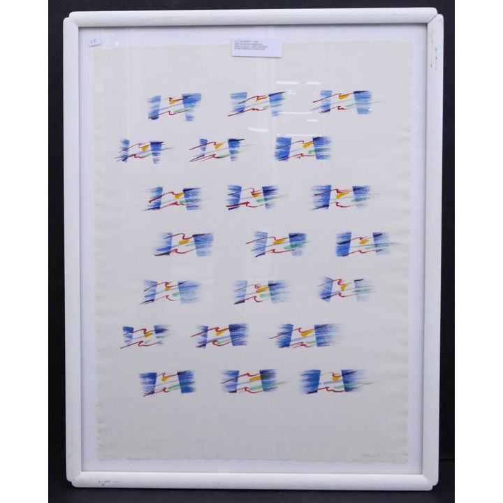NW Modernist Watercolor illegibly signed- 25x20'' framed